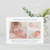 Klassieke foto Collage Blue Handsome Boy Birth Aankondiging (Staand voorkant)