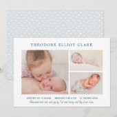 Klassieke foto Collage Blue Handsome Boy Birth Aankondiging (Voorkant / Achterkant)