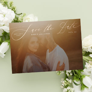 Klassieke foto de trouwroos gouden save the date folie uitnodiging