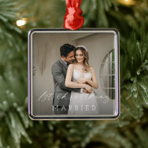 Klassieke foto Elegant Eerste Kerstdag Metalen Ornament