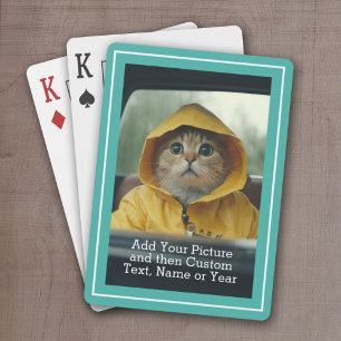 Klassieke foto en tekst met Blauwgroen rand Pokerkaarten