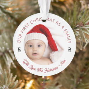 Klassieke foto van onze eerste kerst in acryl ornament