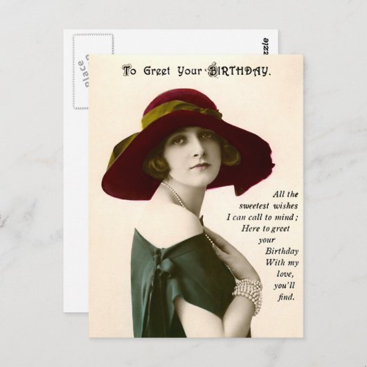 Klassieke foto van vrouw om je verjaardag te viere briefkaart (Voorkant / Achterkant)