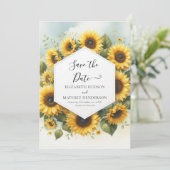 Klassieke foto Zonnebloem bruiloft Save The Date (Staand voorkant)