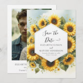 Klassieke foto Zonnebloem bruiloft Save The Date (Voorkant / Achterkant)