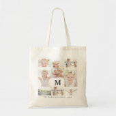 Klassieke fotocollage met monogram en naam tote bag (Voorkant)