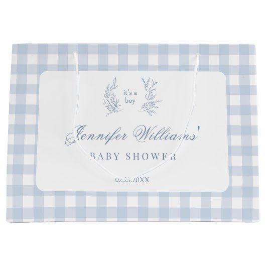 Klassieke Franse baby blauwe jongen douche cadeau  Groot Cadeauzakje (Voorkant)