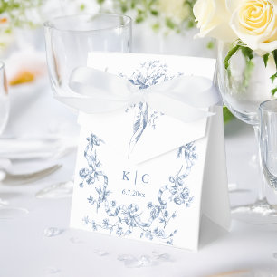 Klassieke Franse Blauwe Bloemen & Lintjes Bruiloft Bedankdoosjes
