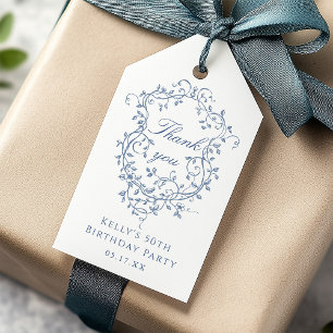 Klassieke Franse Blauwe Bloemkam Dank u Cadeaulabel