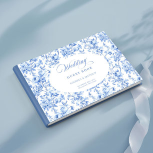 Klassieke Franse blauwe rozen Toile gastboek Gastenboek