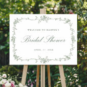 Klassieke Franse saliegroene bruidsdouche-welkom Poster
