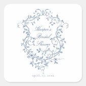 Klassieke Franse Victoriaanse blauwe bruidsdouche Vierkante Sticker (Voorkant)