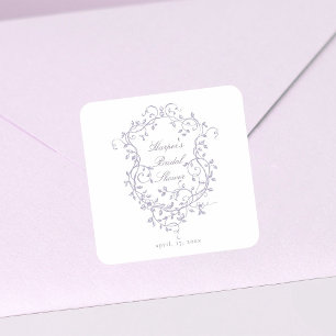 Klassieke Franse Victoriaanse lavendel bruiloftsbo Vierkante Sticker
