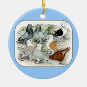 Klassieke Frill Barred Pigeons Keramisch Ornament