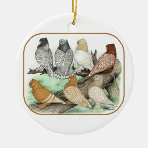 Klassieke Frill Pigeons Blondinettes Keramisch Ornament