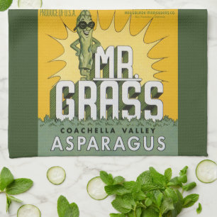Klassieke Fruitkist Label Kunst Mr. Grass Asperges Theedoek