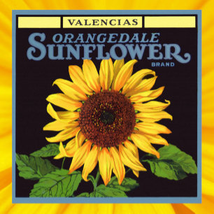 Klassieke Fruitkist Label Kunst Orangedale Sunflow Poster
