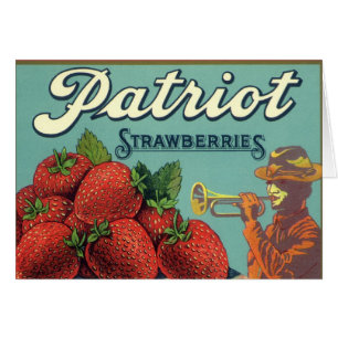 Klassieke Fruitkratlabel Kunst Patriot Aardbeien