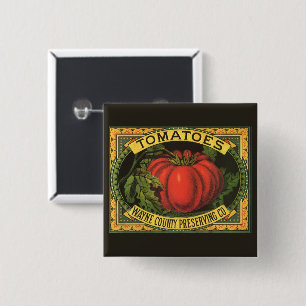Klassieke fruitkratlabelkunst, Wayne Co Tomaten Vierkante Button 5,1 Cm