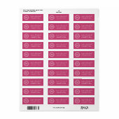 Klassieke Fuchsia Monogram Return Address Label (Full Sheet)