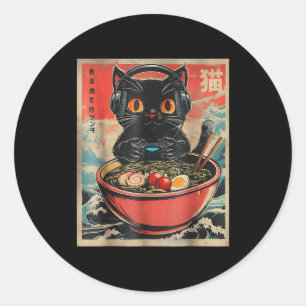 Klassieke gamer kat grappige Ramen retro Japanse k Ronde Sticker