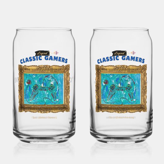Klassieke Gamers Cool Play Koppels Set Blikvorm Glas (Voorkant)