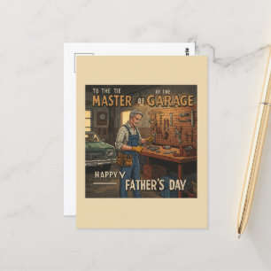Klassieke garageworkshop voor Vaderdag Briefkaart