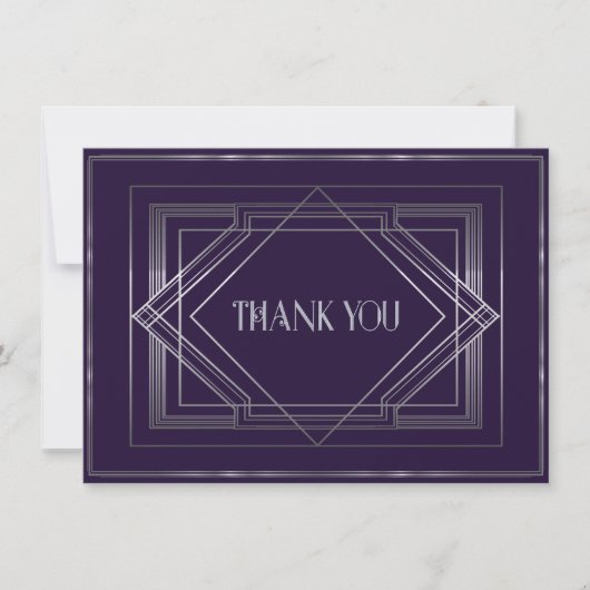 Klassieke Gatsby Deco bruiloft Dank u 3 Manuela Bedankkaart (Voorkant)