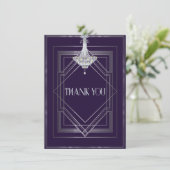 Klassieke Gatsby Deco bruiloft Dank u Manuela Bedankkaart (Staand voorkant)