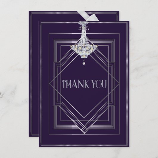 Klassieke Gatsby Deco bruiloft Dank u Manuela Bedankkaart (Voorkant / Achterkant)