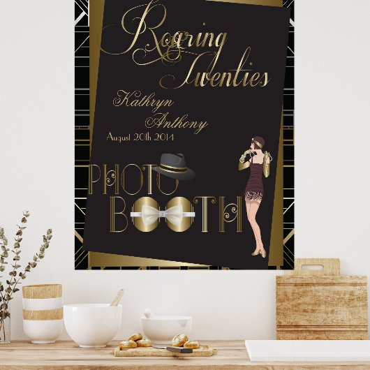 Klassieke Gatsby Deco Bruiloftsfotocabine Poster (Keuken)