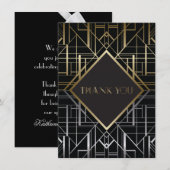 Klassieke Gatsby Deco Trouw Dank Je 2 Bedankkaart (Voorkant / Achterkant)