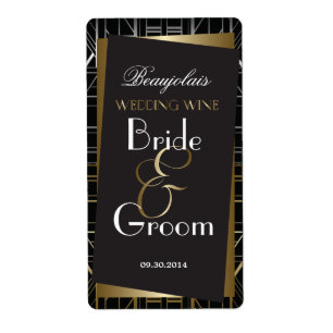 Klassieke Gatsby Deco Wedding Wine Label