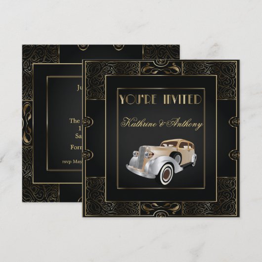 Klassieke Gatsby Style Wedding Kaart (Voorkant / Achterkant)