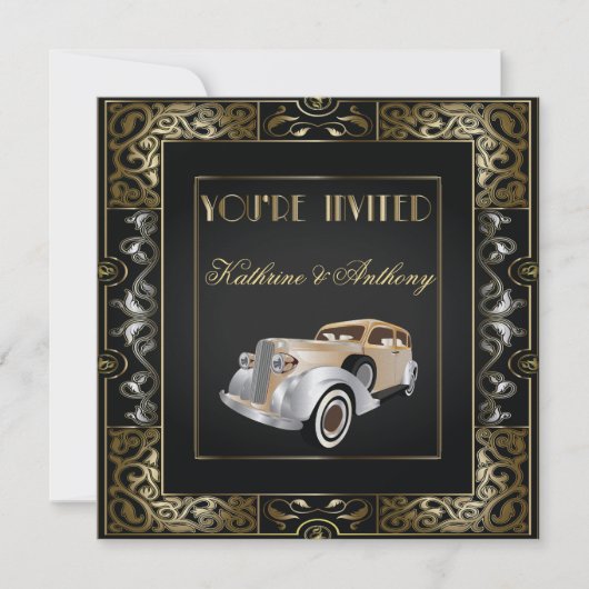  Klassieke Gatsby Style Wedding Kaart (Voorkant)