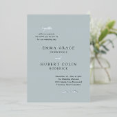Klassieke gedempte blauwe elegante bruiloft folie uitnodiging (Staand Voorkant)
