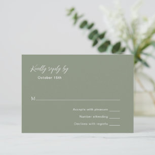 Klassieke gedempte groene elegante bruiloft RSVP kaartje