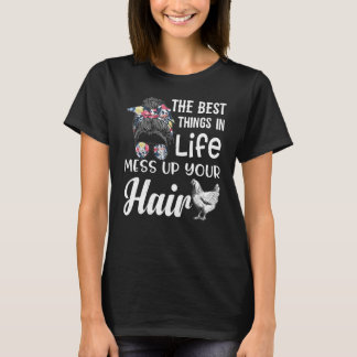 Klassieke geestige kippenfokkerij levensstijl met t-shirt