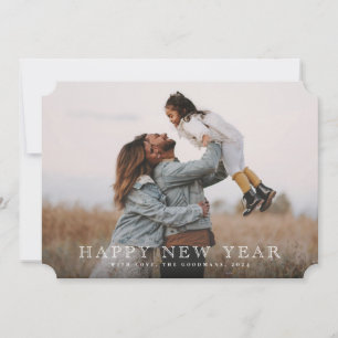 Klassieke gegraveerde witte Typografische Nieuwe J Feestdagenkaart