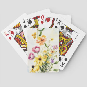 Klassieke geïllustreerde bloemkunst bloemboeket pokerkaarten