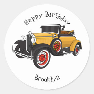 Klassieke gele auto 1931 ronde sticker