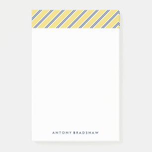 Klassieke gele en blauwe strepen post-it® notes
