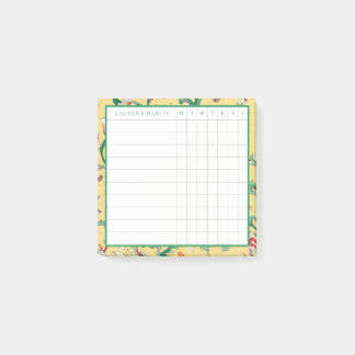 Klassieke Gele en Groene Chinoiserie Habit Tracker Post-it® Notes