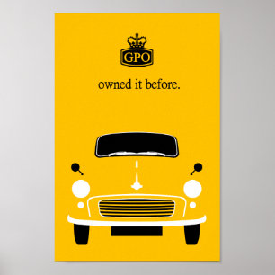 Klassieke gele Morris Minor car Poster