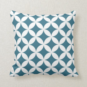 Klassieke geometrische cirkels in Blauwgroen en wi Kussen