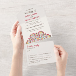 Klassieke Geometrische Mandala Patroon Wedding All In One Uitnodiging