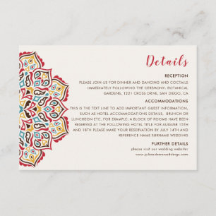 Klassieke Geometrische Mandala Patroon Wedding Informatiekaartje