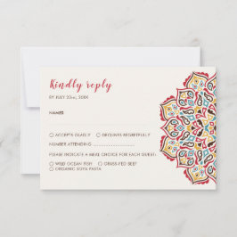 Klassieke Geometrische Mandala Patroon Wedding RSVP Kaartje