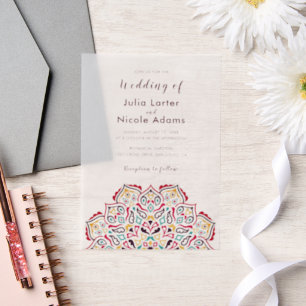 Klassieke Geometrische Mandala Patroon Wedding Vellum Uitnodigingen