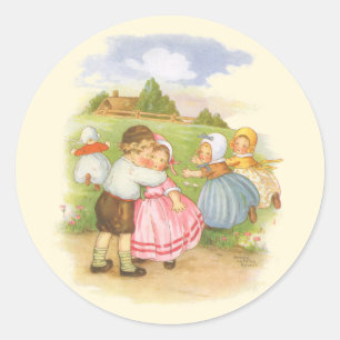 Klassieke Georgie Porgie Mother Goose-kinderrijmpj Ronde Sticker
